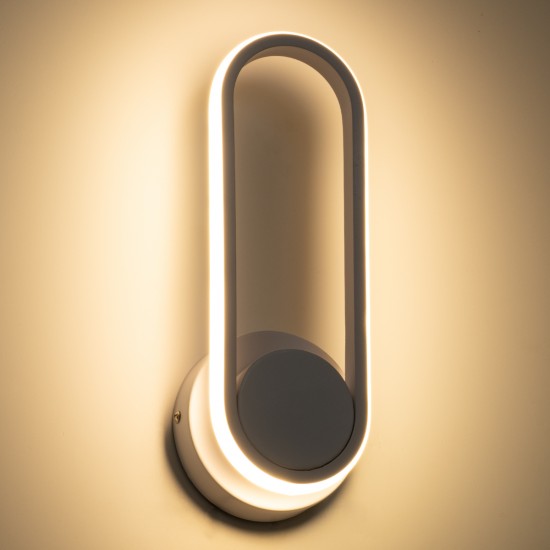 GLOBOSTAR® DALLAS 61346 Μοντέρνο Φωτιστικό Τοίχου - Απλίκα LED 12W 1200lm 360° AC 220-240V IP20 Ρυθμιζόμενο Λευκό CCT με On/Off 2700K/4500K/6000K - Lumileds SMD Chip - Λευκό Ματ - Μ12 x Π6.5 x Υ32cm - 3 Χρόνια Εγγύηση