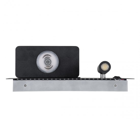GLOBOSTAR® PALADIN 61352 Μοντέρνο Φωτιστικό Τοίχου - Απλίκα Ξενοδοχείου Reading Light με Φορτιστή USB 3A & Wireless 20W LED 6W 720lm 36° & 360° AC 220-240V IP20 Φυσικό Λευκό 4500K - Bridgelux COB Chip & TÜV SÜD Driver - Μαύρο Ματ - Μ30 x Π11 x