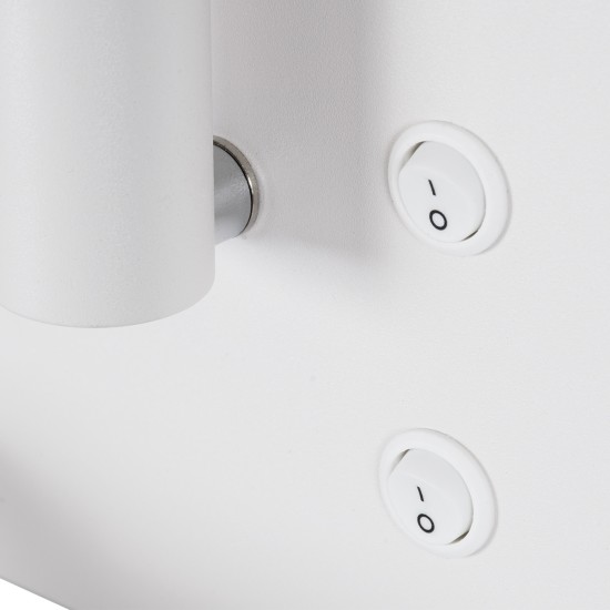GLOBOSTAR® PALADIN 61353 Μοντέρνο Φωτιστικό Τοίχου - Απλίκα Ξενοδοχείου Reading Light με Φορτιστή USB 3A & Wireless 20W LED 6W 720lm 36° & 360° AC 220-240V IP20 Φυσικό Λευκό 4500K - Bridgelux COB Chip & TÜV SÜD Driver - Λευκό Ματ - Μ30 x Π11 x