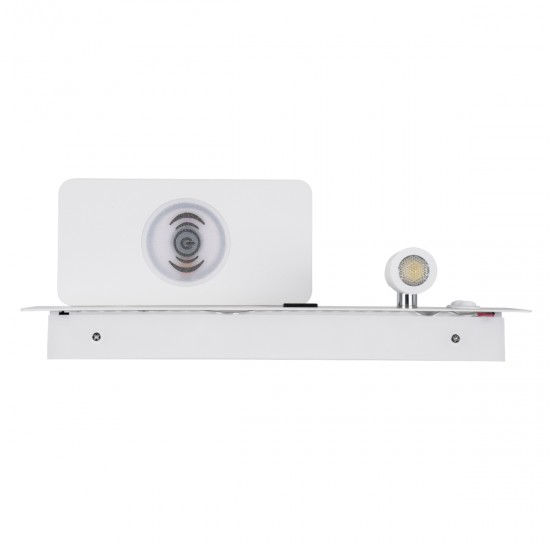 GLOBOSTAR® PALADIN 61354 Μοντέρνο Φωτιστικό Τοίχου - Απλίκα Ξενοδοχείου Reading Light με Φορτιστή USB 3A & Wireless 20W LED 6W 720lm 36° & 360° AC 220-240V IP20 Φυσικό Λευκό 4500K - Bridgelux COB Chip & TÜV SÜD Driver - Λευκό Ματ - Μ30 x Π11 x