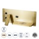 GLOBOSTAR® PALADIN 61358 Μοντέρνο Φωτιστικό Τοίχου - Απλίκα Ξενοδοχείου Reading Light με Φορτιστή USB 3A & Wireless 20W LED 6W 720lm 36° & 360° AC 220-240V IP20 Φυσικό Λευκό 4500K - Bridgelux COB Chip & TÜV SÜD Driver - Χρυσό Βούρτσας - Μ30 x 
