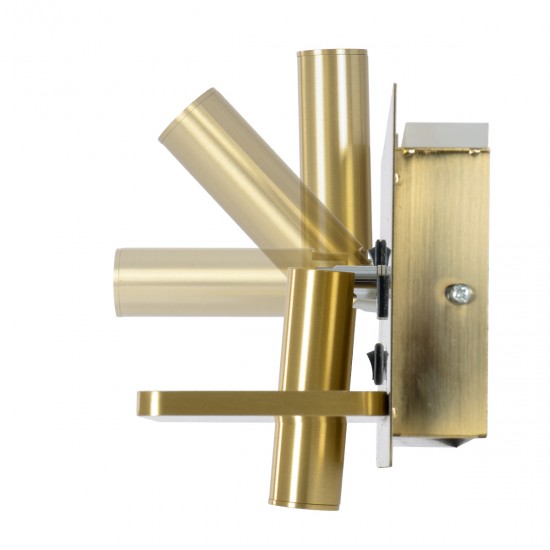 GLOBOSTAR® PALADIN 61358 Μοντέρνο Φωτιστικό Τοίχου - Απλίκα Ξενοδοχείου Reading Light με Φορτιστή USB 3A & Wireless 20W LED 6W 720lm 36° & 360° AC 220-240V IP20 Φυσικό Λευκό 4500K - Bridgelux COB Chip & TÜV SÜD Driver - Χρυσό Βούρτσας - Μ30 x 