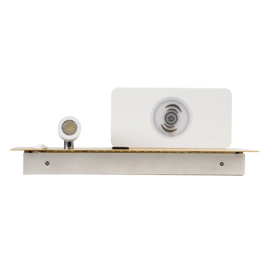 GLOBOSTAR® PALADIN 61359 Μοντέρνο Φωτιστικό Τοίχου - Απλίκα Ξενοδοχείου Reading Light με Φορτιστή USB 3A & Wireless 20W LED 6W 720lm 36° & 360° AC 220-240V IP20 Φυσικό Λευκό 4500K - Bridgelux COB Chip & TÜV SÜD Driver - Μπεζ & Λευκό - Μ30 