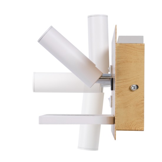 GLOBOSTAR® PALADIN 61360 Μοντέρνο Φωτιστικό Τοίχου - Απλίκα Ξενοδοχείου Reading Light με Φορτιστή USB 3A & Wireless 20W LED 6W 720lm 36° & 360° AC 220-240V IP20 Φυσικό Λευκό 4500K - Bridgelux COB Chip & TÜV SÜD Driver - Μπεζ & Λευκό - Μ30 