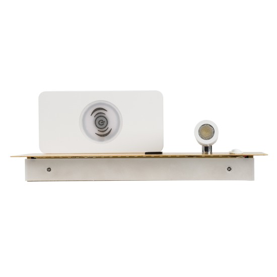 GLOBOSTAR® PALADIN 61360 Μοντέρνο Φωτιστικό Τοίχου - Απλίκα Ξενοδοχείου Reading Light με Φορτιστή USB 3A & Wireless 20W LED 6W 720lm 36° & 360° AC 220-240V IP20 Φυσικό Λευκό 4500K - Bridgelux COB Chip & TÜV SÜD Driver - Μπεζ & Λευκό - Μ30 