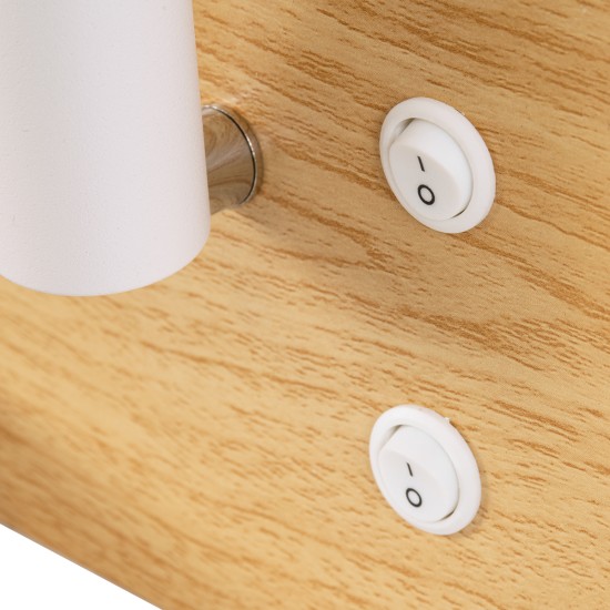 GLOBOSTAR® PALADIN 61360 Μοντέρνο Φωτιστικό Τοίχου - Απλίκα Ξενοδοχείου Reading Light με Φορτιστή USB 3A & Wireless 20W LED 6W 720lm 36° & 360° AC 220-240V IP20 Φυσικό Λευκό 4500K - Bridgelux COB Chip & TÜV SÜD Driver - Μπεζ & Λευκό - Μ30 