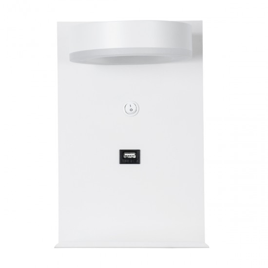 GLOBOSTAR® CROWN 61371 Μοντέρνο Φωτιστικό Τοίχου - Απλίκα Ξενοδοχείου Reading Light με Φορτιστή USB 3A LED 5W 550lm 120° AC 220-240V IP20 Φυσικό Λευκό 4500K - Bridgelux COB Chip & TÜV SÜD Driver - Λευκό Ματ - Μ15 x Π15 x Υ23cm - 3 Χρόνια Εγγύηση