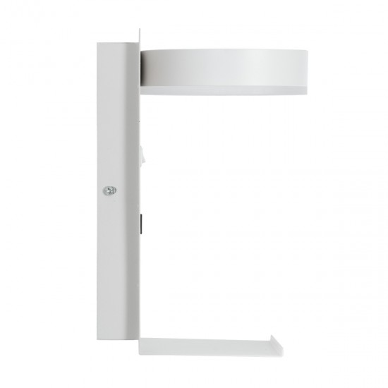 GLOBOSTAR® CROWN 61371 Μοντέρνο Φωτιστικό Τοίχου - Απλίκα Ξενοδοχείου Reading Light με Φορτιστή USB 3A LED 5W 550lm 120° AC 220-240V IP20 Φυσικό Λευκό 4500K - Bridgelux COB Chip & TÜV SÜD Driver - Λευκό Ματ - Μ15 x Π15 x Υ23cm - 3 Χρόνια Εγγύηση