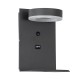 GLOBOSTAR® CROWN 61372 Μοντέρνο Φωτιστικό Τοίχου - Απλίκα Ξενοδοχείου Reading Light με Φορτιστή USB 3A LED 5W 550lm 120° AC 220-240V IP20 Φυσικό Λευκό 4500K - Bridgelux COB Chip & TÜV SÜD Driver - Γκρι Ανθρακί Ματ - Μ15 x Π15 x Υ23cm - 3 Χρόνια Εγγύησ