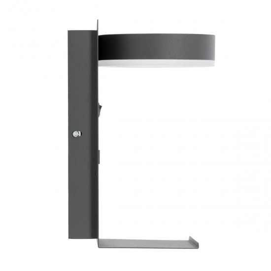 GLOBOSTAR® CROWN 61372 Μοντέρνο Φωτιστικό Τοίχου - Απλίκα Ξενοδοχείου Reading Light με Φορτιστή USB 3A LED 5W 550lm 120° AC 220-240V IP20 Φυσικό Λευκό 4500K - Bridgelux COB Chip & TÜV SÜD Driver - Γκρι Ανθρακί Ματ - Μ15 x Π15 x Υ23cm - 3 Χρόνια Εγγύησ