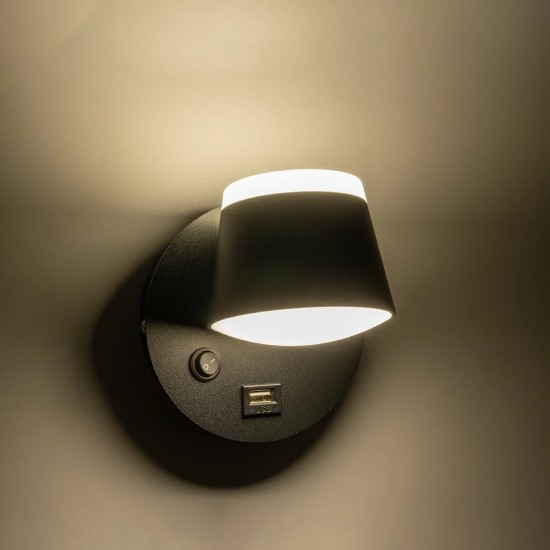 GLOBOSTAR® REGENCY 61373 Μοντέρνο Φωτιστικό Τοίχου - Απλίκα Ξενοδοχείου Reading Light με Φορτιστή USB 3A LED 8W 920lm 120° AC 220-240V IP20 Φυσικό Λευκό 4500K - Bridgelux SMD Chip & TÜV SÜD Driver - Μαύρο Ματ - Μ12 x Π12 x Υ13cm - 3 Χρόνια Εγγύηση GLOBOSTAR® REGENCY 61373 Μοντέρνο Φωτιστικό Τοίχου - Απλίκα Ξενοδοχείου Reading Light με Φορτιστή USB 3A LED 8W 920lm 120° AC 220-240V IP20 Φυσικό Λευκό 4500K - Bridgelux SMD Chip & TÜV SÜD Driver - Μαύρο Ματ - Μ12 x Π12 x Υ13cm - 3 Χρόνια Εγγύηση