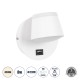 GLOBOSTAR® REGENCY 61374 Μοντέρνο Φωτιστικό Τοίχου - Απλίκα Ξενοδοχείου Reading Light με Φορτιστή USB 3A LED 8W 920lm 120° AC 220-240V IP20 Φυσικό Λευκό 4500K - Bridgelux SMD Chip & TÜV SÜD Driver - Λευκό Ματ - Μ12 x Π12 x Υ13cm - 3 Χρόνια Εγγύηση