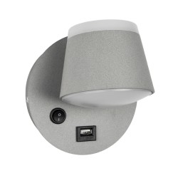 GLOBOSTAR® REGENCY 61375 Μοντέρνο Φωτιστικό Τοίχου - Απλίκα Ξενοδοχείου Reading Light με Φορτιστή USB 3A LED 8W 920lm 120° AC 220-240V IP20 Φυσικό Λευκό 4500K - Bridgelux SMD Chip & TÜV SÜD Driver - Γκρι Ανθρακί Ματ - Μ12 x Π12 x Υ13cm - 3 Χρόνια Εγγύ