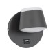 GLOBOSTAR® REGENCY 61375 Μοντέρνο Φωτιστικό Τοίχου - Απλίκα Ξενοδοχείου Reading Light με Φορτιστή USB 3A LED 8W 920lm 120° AC 220-240V IP20 Φυσικό Λευκό 4500K - Bridgelux SMD Chip & TÜV SÜD Driver - Γκρι Ανθρακί Ματ - Μ12 x Π12 x Υ13cm - 3 Χρόνια Εγγύ