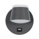 GLOBOSTAR® REGENCY 61375 Μοντέρνο Φωτιστικό Τοίχου - Απλίκα Ξενοδοχείου Reading Light με Φορτιστή USB 3A LED 8W 920lm 120° AC 220-240V IP20 Φυσικό Λευκό 4500K - Bridgelux SMD Chip & TÜV SÜD Driver - Γκρι Ανθρακί Ματ - Μ12 x Π12 x Υ13cm - 3 Χρόνια Εγγύ
