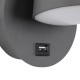 GLOBOSTAR® REGENCY 61375 Μοντέρνο Φωτιστικό Τοίχου - Απλίκα Ξενοδοχείου Reading Light με Φορτιστή USB 3A LED 8W 920lm 120° AC 220-240V IP20 Φυσικό Λευκό 4500K - Bridgelux SMD Chip & TÜV SÜD Driver - Γκρι Ανθρακί Ματ - Μ12 x Π12 x Υ13cm - 3 Χρόνια Εγγύ