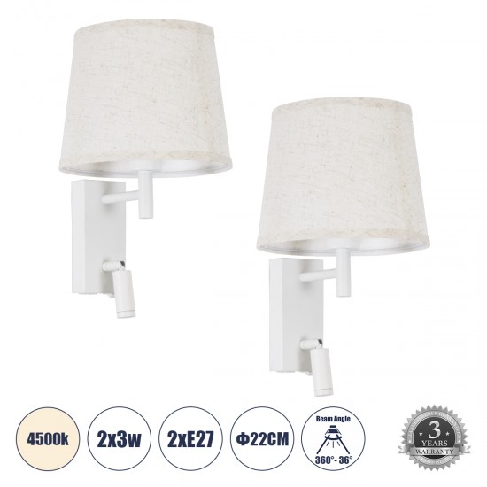 GLOBOSTAR® ROULETTE-R 61380 Μοντέρνο Φωτιστικό Τοίχου - Απλίκα Ξενοδοχείου Reading Light με Φορτιστή USB 3A & Ντουί 1 x E27 LED 3W 360lm 36° & 360° AC 220-240V IP20 Φυσικό Λευκό 4500K - Bridgelux COB Chip & TÜV SÜD Driver - Λευκό Ματ & Μπε GLOBOSTAR® ROULETTE-R 61380 Μοντέρνο Φωτιστικό Τοίχου - Απλίκα Ξενοδοχείου Reading Light με Φορτιστή USB 3A & Ντουί 1 x E27 LED 3W 360lm 36° & 360° AC 220-240V IP20 Φυσικό Λευκό 4500K - Bridgelux COB Chip & TÜV SÜD Driver - Λευκό Ματ & Μπε