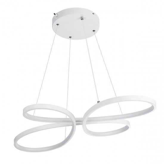 GLOBOSTAR® BUTTERFLY 61392 Μοντέρνο Κρεμαστό Φωτιστικό Οροφής LED 75W 7500lm 300° AC 220-240V IP20 Ρυθμιζόμενο Λευκό CCT με Χειριστήριο από 2700K έως 6000K Dimmable - Lumileds SMD Chip - Λευκό Ματ - Μ70 x Π55 x Υ4cm - 3 Χρόνια Εγγύηση