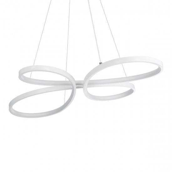 GLOBOSTAR® BUTTERFLY 61392 Μοντέρνο Κρεμαστό Φωτιστικό Οροφής LED 75W 7500lm 300° AC 220-240V IP20 Ρυθμιζόμενο Λευκό CCT με Χειριστήριο από 2700K έως 6000K Dimmable - Lumileds SMD Chip - Λευκό Ματ - Μ70 x Π55 x Υ4cm - 3 Χρόνια Εγγύηση