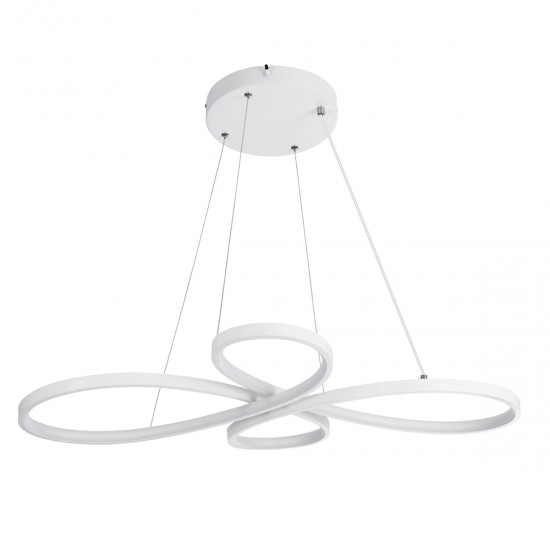 GLOBOSTAR® BUTTERFLY 61392 Μοντέρνο Κρεμαστό Φωτιστικό Οροφής LED 75W 7500lm 300° AC 220-240V IP20 Ρυθμιζόμενο Λευκό CCT με Χειριστήριο από 2700K έως 6000K Dimmable - Lumileds SMD Chip - Λευκό Ματ - Μ70 x Π55 x Υ4cm - 3 Χρόνια Εγγύηση