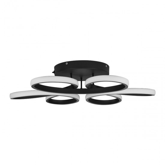 GLOBOSTAR® MARGARET 61400 Μοντέρνο Φωτιστικό Οροφής LED 54W 6210lm 360° AC 220-240V IP20 Ρυθμιζόμενο Λευκό CCT με Χειριστήριο από 2700K έως 6000K Dimmable - Lumileds SMD Chip - Μαύρο Ματ - Μ57 x Π57 x Υ12cm - 3 Χρόνια Εγγύηση