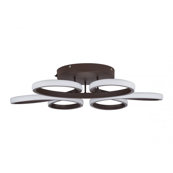 GLOBOSTAR® MARGARET 61402 Μοντέρνο Φωτιστικό Οροφής LED 54W 6210lm 360° AC 220-240V IP20 Ρυθμιζόμενο Λευκό CCT με Χειριστήριο από 2700K έως 6000K Dimmable - Lumileds SMD Chip - Καφέ Ματ - Μ57 x Π57 x Υ12cm - 3 Χρόνια Εγγύηση