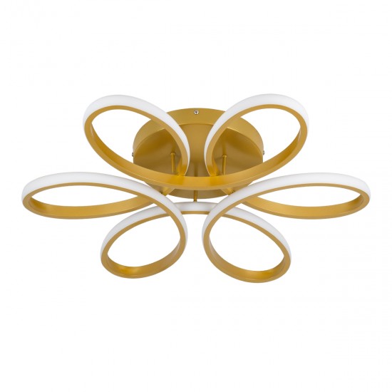 GLOBOSTAR® MARGARET 61403 Μοντέρνο Φωτιστικό Οροφής LED 54W 6210lm 360° AC 220-240V IP20 Ρυθμιζόμενο Λευκό CCT με Χειριστήριο από 2700K έως 6000K Dimmable - Lumileds SMD Chip - Χρυσό Βούρτσας - Μ57 x Π57 x Υ12cm - 3 Χρόνια Εγγύηση