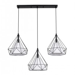 GLOBOSTAR® EIFFEL 61569 Vintage Κρεμαστό Φωτιστικό Οροφής με Ντουί 3 x E27 AC 220-240V IP20 - Μαύρο & Λευκό - Μ68 x Π25 x Υ130cm