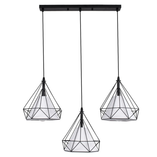GLOBOSTAR® EIFFEL 61569 Vintage Κρεμαστό Φωτιστικό Οροφής με Ντουί 3 x E27 AC 220-240V IP20 - Μαύρο & Λευκό - Μ68 x Π25 x Υ130cm GLOBOSTAR® EIFFEL 61569 Vintage Κρεμαστό Φωτιστικό Οροφής με Ντουί 3 x E27 AC 220-240V IP20 - Μαύρο & Λευκό - Μ68 x Π25 x Υ130cm