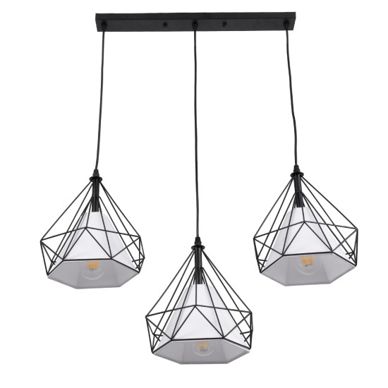 GLOBOSTAR® EIFFEL 61569 Vintage Κρεμαστό Φωτιστικό Οροφής με Ντουί 3 x E27 AC 220-240V IP20 - Μαύρο & Λευκό - Μ68 x Π25 x Υ130cm GLOBOSTAR® EIFFEL 61569 Vintage Κρεμαστό Φωτιστικό Οροφής με Ντουί 3 x E27 AC 220-240V IP20 - Μαύρο & Λευκό - Μ68 x Π25 x Υ130cm