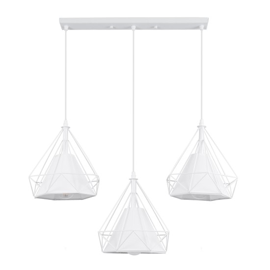 GLOBOSTAR® EIFFEL 61570 Vintage Κρεμαστό Φωτιστικό Οροφής με Ντουί 3 x E27 AC 220-240V IP20 - Λευκό - Μ68 x Π25 x Υ130cm