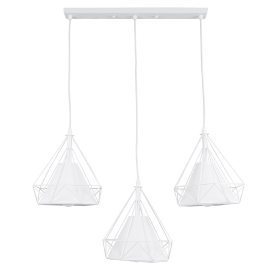 GLOBOSTAR® EIFFEL 61570 Vintage Κρεμαστό Φωτιστικό Οροφής με Ντουί 3 x E27 AC 220-240V IP20 - Λευκό - Μ68 x Π25 x Υ130cm