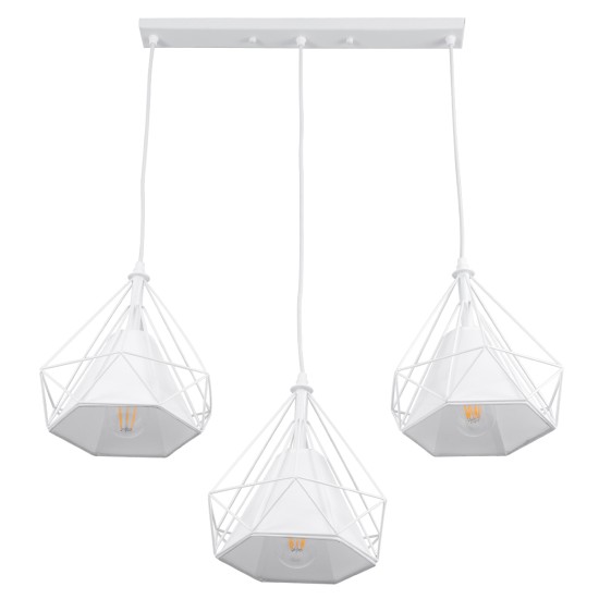 GLOBOSTAR® EIFFEL 61570 Vintage Κρεμαστό Φωτιστικό Οροφής με Ντουί 3 x E27 AC 220-240V IP20 - Λευκό - Μ68 x Π25 x Υ130cm