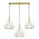 GLOBOSTAR® EIFFEL 61571 Vintage Κρεμαστό Φωτιστικό Οροφής με Ντουί 3 x E27 AC 220-240V IP20 - Χρυσό & Λευκό - Μ68 x Π25 x Υ130cm