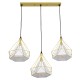 GLOBOSTAR® EIFFEL 61571 Vintage Κρεμαστό Φωτιστικό Οροφής με Ντουί 3 x E27 AC 220-240V IP20 - Χρυσό & Λευκό - Μ68 x Π25 x Υ130cm