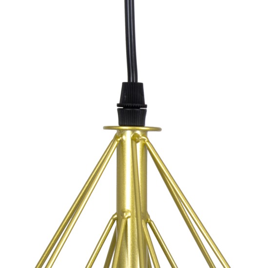 GLOBOSTAR® EIFFEL 61571 Vintage Κρεμαστό Φωτιστικό Οροφής με Ντουί 3 x E27 AC 220-240V IP20 - Χρυσό & Λευκό - Μ68 x Π25 x Υ130cm