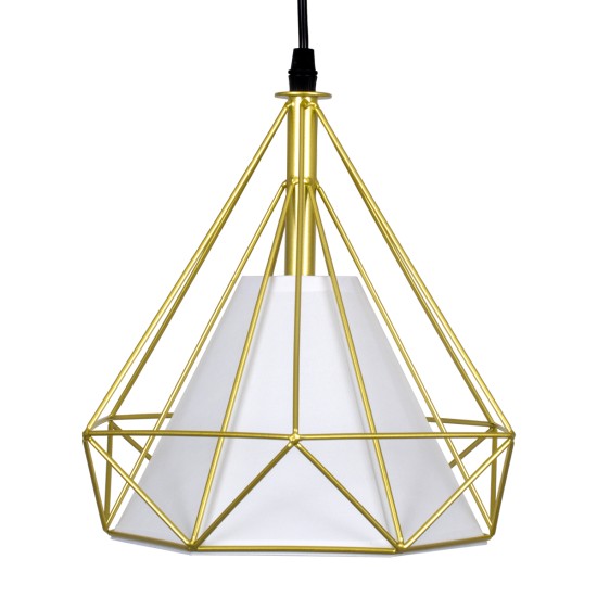 GLOBOSTAR® EIFFEL 61571 Vintage Κρεμαστό Φωτιστικό Οροφής με Ντουί 3 x E27 AC 220-240V IP20 - Χρυσό & Λευκό - Μ68 x Π25 x Υ130cm