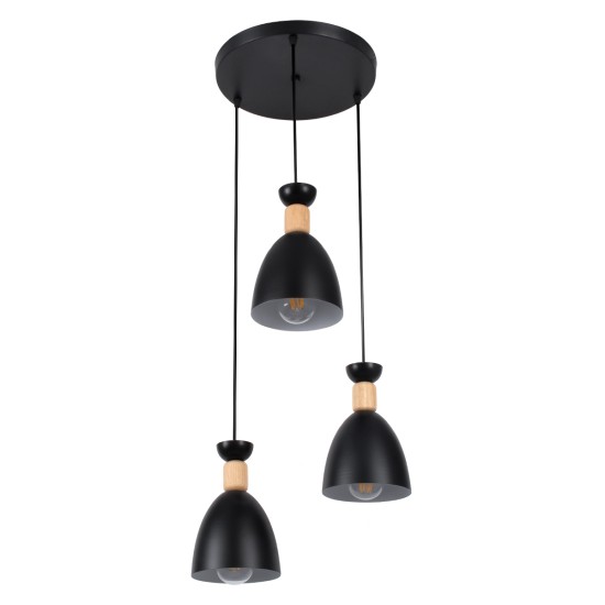 GLOBOSTAR® AVA 61572 Μοντέρνο Κρεμαστό Φωτιστικό Οροφής με Ντουί 3 x E27 AC 220-240V IP20 - Μαύρο & Μπεζ - Μ35 x Π35 x Υ130cm GLOBOSTAR® AVA 61572 Μοντέρνο Κρεμαστό Φωτιστικό Οροφής με Ντουί 3 x E27 AC 220-240V IP20 - Μαύρο & Μπεζ - Μ35 x Π35 x Υ130cm