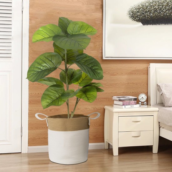 GloboStar® Artificial Garden SAMOTHRAKI 20199 Διακοσμητικό Πλεκτό Καλάθι - Κασπώ Γλάστρα - Flower Pot Μπεζ με Λευκό Π35cm x Υ40cm GloboStar® Artificial Garden SAMOTHRAKI 20199 Διακοσμητικό Πλεκτό Καλάθι - Κασπώ Γλάστρα - Flower Pot Μπεζ με Λευκό Π35cm x Υ40cm