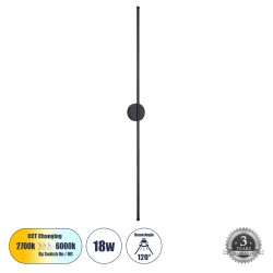 GLOBOSTAR® DIADEM 61333 Μοντέρνο Φωτιστικό Τοίχου - Απλίκα LED 18W 2160lm 120° AC 220-240V IP20 Ρυθμιζόμενο Λευκό CCT με On/Off 2700K/4500K/6000K - Lumileds SMD Chip - Μαύρο Ματ - Μ10 x Π4 x Υ120cm - 3 Χρόνια Εγγύηση GLOBOSTAR® DIADEM 61333 Μοντέρνο Φωτιστικό Τοίχου - Απλίκα LED 18W 2160lm 120° AC 220-240V IP20 Ρυθμιζόμενο Λευκό CCT με On/Off 2700K/4500K/6000K - Lumileds SMD Chip - Μαύρο Ματ - Μ10 x Π4 x Υ120cm - 3 Χρόνια Εγγύηση