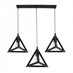GLOBOSTAR® TRIANGLE 00621 Μοντέρνο Κρεμαστό Φωτιστικό Οροφής με Ντουί 3 x E27 AC 220-240V IP20 - Μαύρο - Μ70 x Π22 x Y130cm