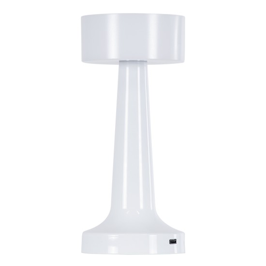 GloboStar® NANNA 76471 Επαναφορτιζόμενο Επιτραπέζιο Φωτιστικό Πορτατίφ LED 1.5W 105lm 120° DC 5V IP44 CCT Ultra Θερμό 1500K - Φυσικό Λευκό 4500K - Ψυχρό Λευκό 6000K Dimmable Λευκό Πλαστικό - Μ9 x Π9 x Υ21cm - 2 Χρόνια Εγγύηση