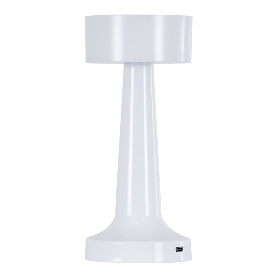 GloboStar® NANNA 76471 Επαναφορτιζόμενο Επιτραπέζιο Φωτιστικό Πορτατίφ LED 1.5W 105lm 120° DC 5V IP44 CCT Ultra Θερμό 1500K - Φυσικό Λευκό 4500K - Ψυχρό Λευκό 6000K Dimmable Λευκό Πλαστικό - Μ9 x Π9 x Υ21cm - 2 Χρόνια Εγγύηση