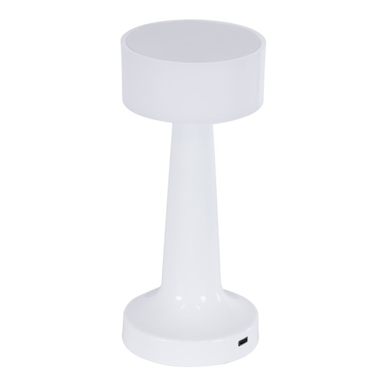 GloboStar® NANNA 76471 Επαναφορτιζόμενο Επιτραπέζιο Φωτιστικό Πορτατίφ LED 1.5W 105lm 120° DC 5V IP44 CCT Ultra Θερμό 1500K - Φυσικό Λευκό 4500K - Ψυχρό Λευκό 6000K Dimmable Λευκό Πλαστικό - Μ9 x Π9 x Υ21cm - 2 Χρόνια Εγγύηση