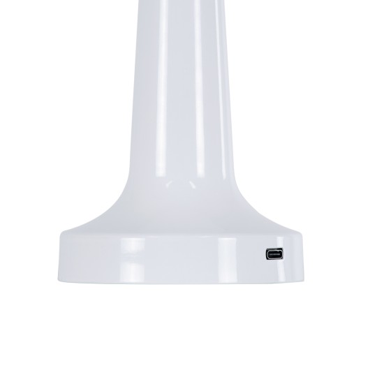 GloboStar® NANNA 76471 Επαναφορτιζόμενο Επιτραπέζιο Φωτιστικό Πορτατίφ LED 1.5W 105lm 120° DC 5V IP44 CCT Ultra Θερμό 1500K - Φυσικό Λευκό 4500K - Ψυχρό Λευκό 6000K Dimmable Λευκό Πλαστικό - Μ9 x Π9 x Υ21cm - 2 Χρόνια Εγγύηση