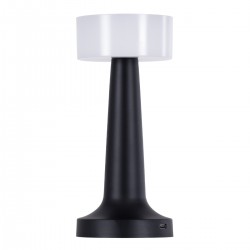 GloboStar® NANNA 76472 Επαναφορτιζόμενο Επιτραπέζιο Φωτιστικό Πορτατίφ LED 1.5W 105lm 120° DC 5V IP44 CCT Ultra Θερμό 1500K - Φυσικό Λευκό 4500K - Ψυχρό Λευκό 6000K Dimmable Μαύρο & Λευκό Πλαστικό - Μ9 x Π9 x Υ21cm - 2 Χρόνια Εγγύηση