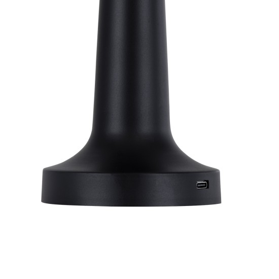 GloboStar® NANNA 76472 Επαναφορτιζόμενο Επιτραπέζιο Φωτιστικό Πορτατίφ LED 1.5W 105lm 120° DC 5V IP44 CCT Ultra Θερμό 1500K - Φυσικό Λευκό 4500K - Ψυχρό Λευκό 6000K Dimmable Μαύρο & Λευκό Πλαστικό - Μ9 x Π9 x Υ21cm - 2 Χρόνια Εγγύηση