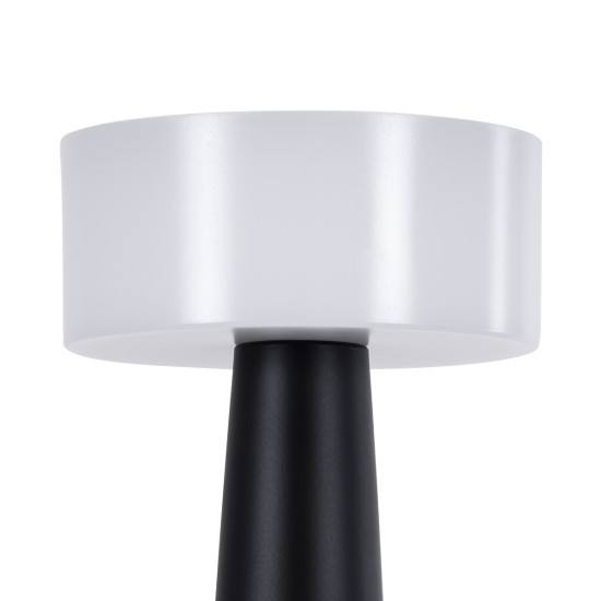 GloboStar® NANNA 76472 Επαναφορτιζόμενο Επιτραπέζιο Φωτιστικό Πορτατίφ LED 1.5W 105lm 120° DC 5V IP44 CCT Ultra Θερμό 1500K - Φυσικό Λευκό 4500K - Ψυχρό Λευκό 6000K Dimmable Μαύρο & Λευκό Πλαστικό - Μ9 x Π9 x Υ21cm - 2 Χρόνια Εγγύηση