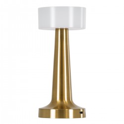GloboStar® NANNA 76475 Επαναφορτιζόμενο Επιτραπέζιο Φωτιστικό Πορτατίφ LED 1.5W 105lm 120° DC 5V IP44 CCT Ultra Θερμό 1500K - Φυσικό Λευκό 4500K - Ψυχρό Λευκό 6000K Dimmable Χρυσό & Λευκό Πλαστικό - Μ9 x Π9 x Υ21cm - 2 Χρόνια Εγγύηση