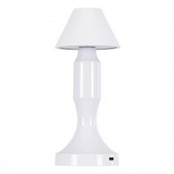 GloboStar® LUNNA 76476 Επαναφορτιζόμενο Επιτραπέζιο Φωτιστικό Πορτατίφ LED 1.5W 105lm 120° DC 5V IP44 CCT Ultra Θερμό 1500K - Φυσικό Λευκό 4500K - Ψυχρό Λευκό 6000K Dimmable Λευκό Πλαστικό - Μ9 x Π9 x Υ23cm- 2 Χρόνια Εγγύηση